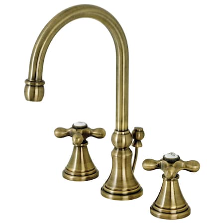 Kingston Brass KS2983AX Widespread Bathroom Faucet with Brass Pop-Up, Antique Brass KS2983AX
